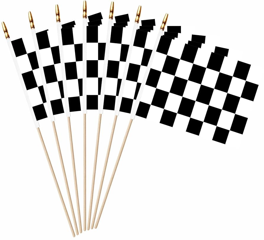20 Pack Checkered Black and White Racing Mini Stick Flags Small Miniature Handheld Race Car Flag ... | Amazon (US)