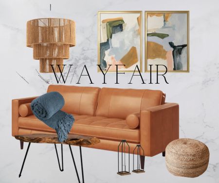 Wayfair end of year sale! Modern style. Leather sofa. Wall decor. Puffy ottoman. Light fixtures. Wayfair style. Sale. Home decor  

#LTKFind #LTKhome