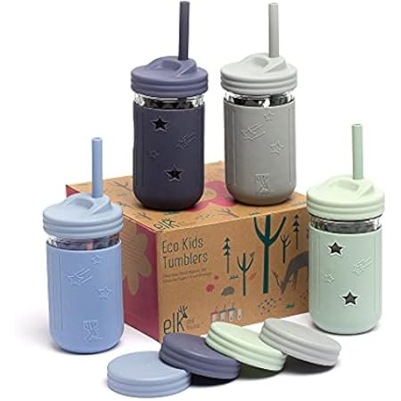 Elk and Friends Stainless Steel Cups | Mason Jar 10oz | Kids & Toddler Cups with Silicone Sleeves &  | Amazon (US)