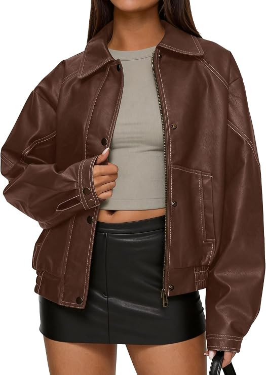 PRETTYGARDEN Leather Jacket Women Faux Oversized Coat | Amazon (US)