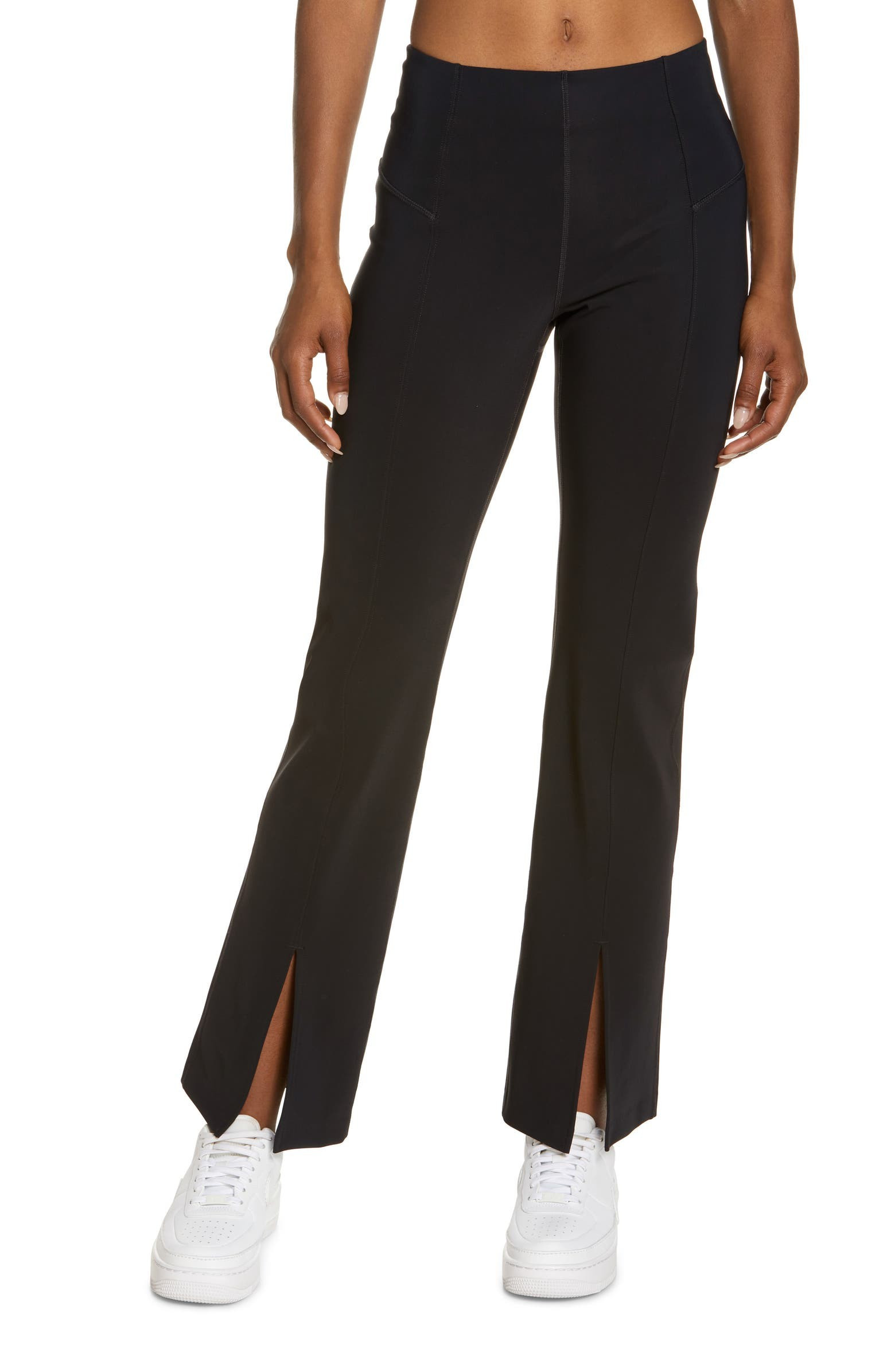 Kick through the front slit of these stretchy, moisture-wicking pants with flatlock seaming that ... | Nordstrom