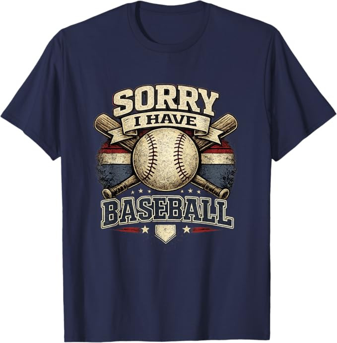 Sorry I Have Baseball Vintage Retro Graphic T-Shirt | Amazon (US)