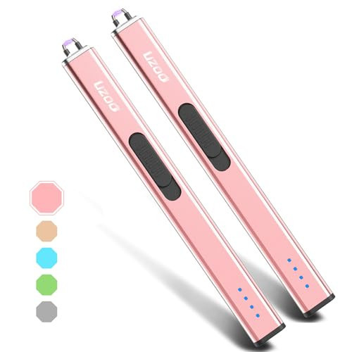 Candle Lighter, Upgraded USB Electric Lighter, Rechargeable Arc Lighter with LED Display, 360° Flexible Neck Flameless Grill Long Lighters for Candle Aromatherapy Camping BBQ Gas Stoves (Rose Gold) | Amazon (US)