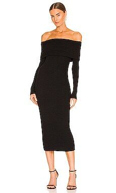 Enza Costa Sweater Knit Off The Shoulder Dress in Black from Revolve.com | Revolve Clothing (Global)