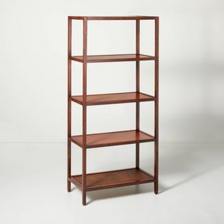 Vertical Wood &#38; Cane Transitional Bookshelf Brown - Hearth &#38; Hand&#8482; with Magnolia | Target