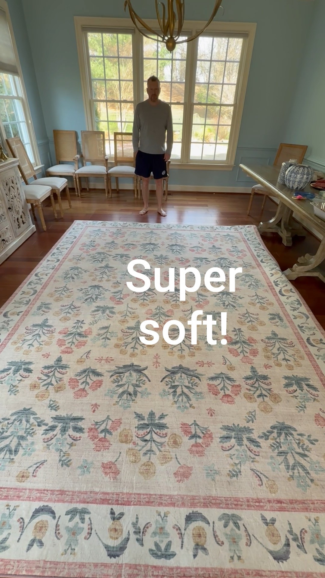 New dining room rug. Mix of soft
Pinks and blues. Floral design. I was surprised at how soft it was didn’t expect that. We have a 9x12 area rug size. Spring cyber sale going on now  

#LTKHome #LTKStyleTip #LTKSaleAlert