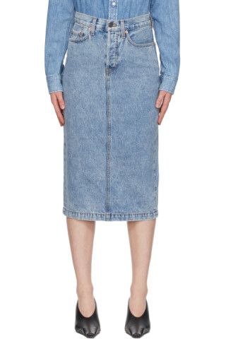 Blue Denim Mid-Length Skirt | SSENSE