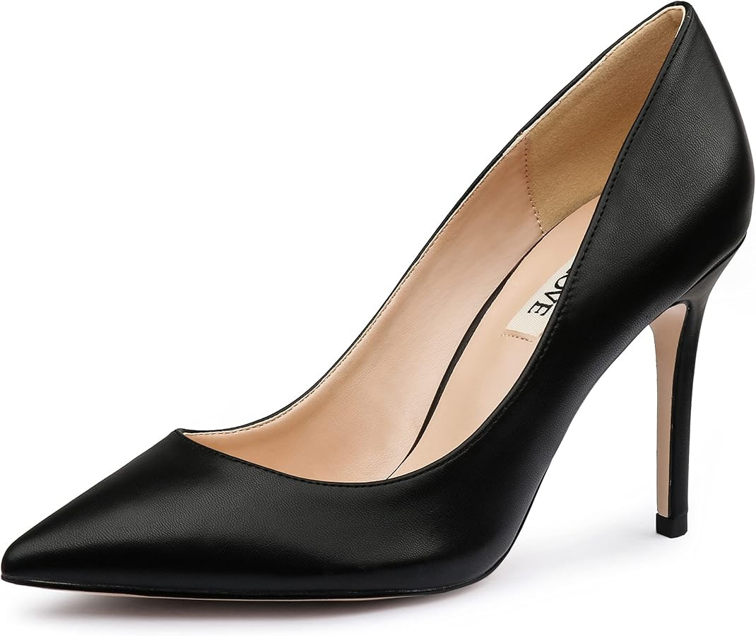 JOY IN LOVE Women's Pump Shoes 3.5" High Heels Pointy Toe Stiletto Pumps | Amazon (US)