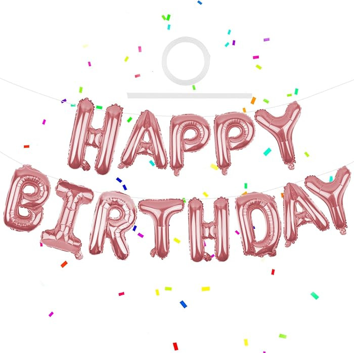 Happy Birthday Balloons Banner Rose Gold 16 Inch Mylar Foil Letters | Inflatable Party Decor and ... | Amazon (US)