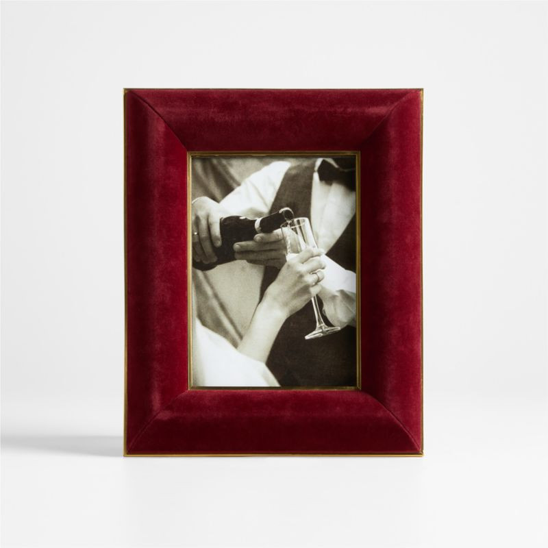 Langham Burgundy Velvet 5x7 Picture Frame | Crate & Barrel | Crate & Barrel