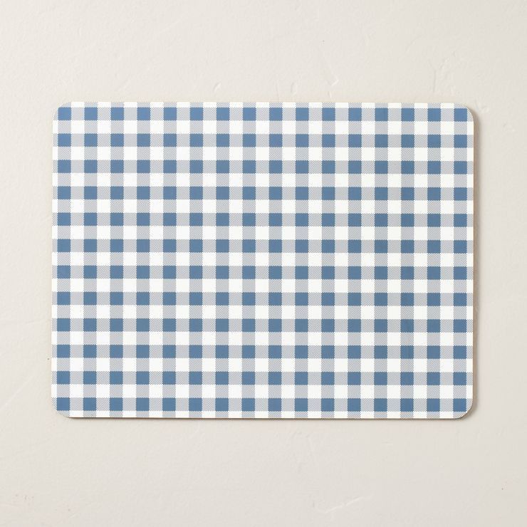 Gingham Wipeable Cork Placemat Blue/Cream - Hearth & Hand™ with Magnolia | Target