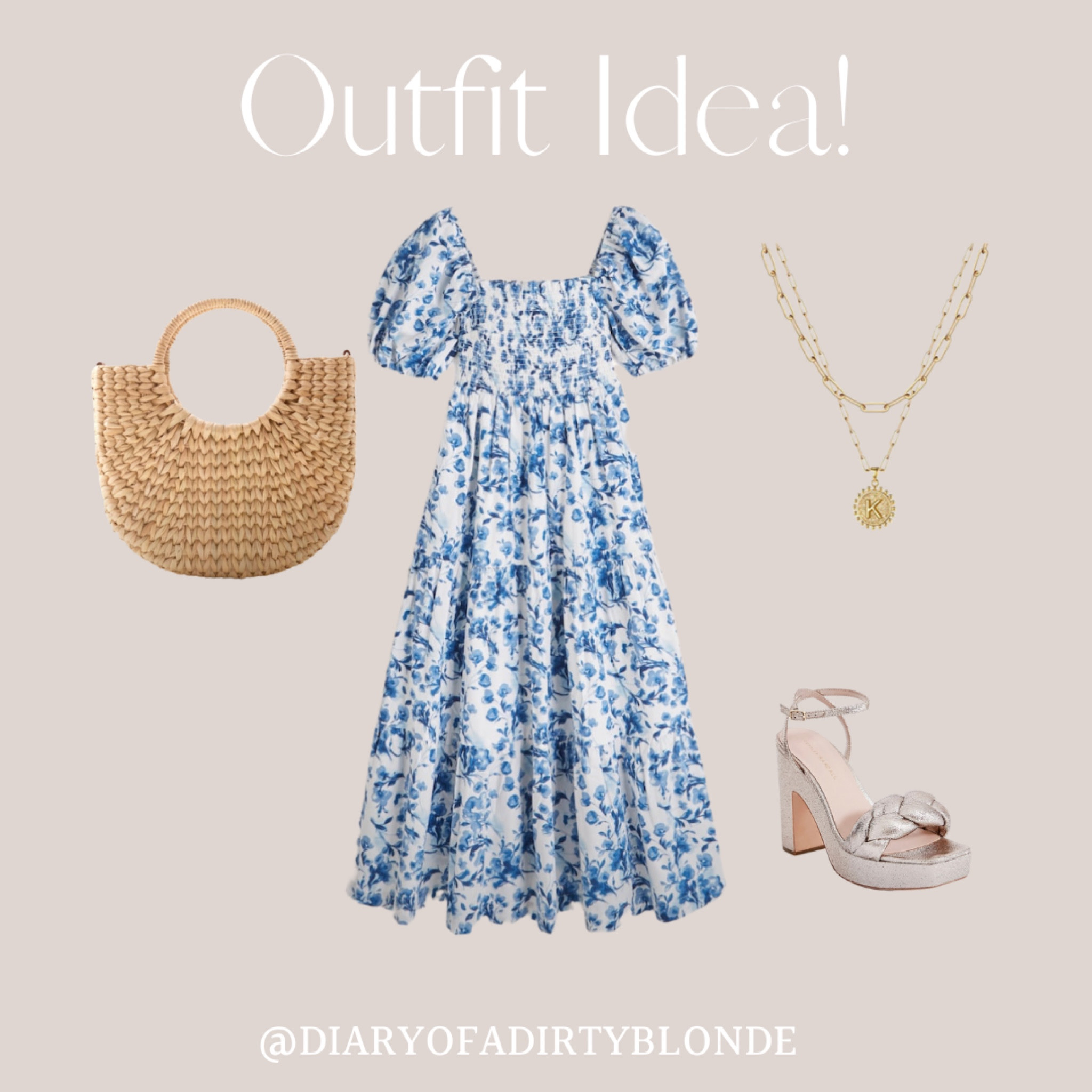 Spring outfit idea. #dress #abercrombie #bag #necklace #heels 

#LTKunder100 #LTKunder50 #LTKSale