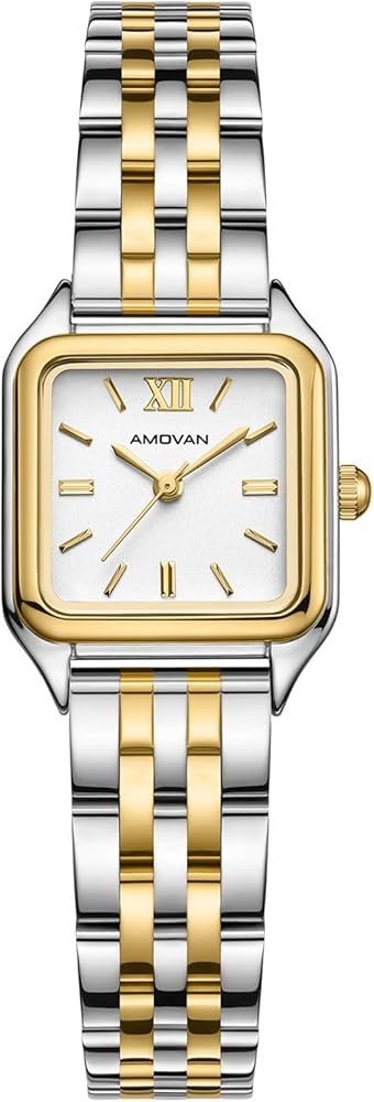 AMOVAN Gold Watches for Women, Updated Ladies Quartz with Roman Numeral Dial, Rectangular Case Vi... | Amazon (US)