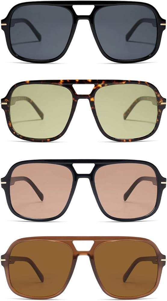 Retro Trendy Square Aviator Sunglasses Womens Mens 70s Classic Vintage Oversized Sun Glasses AR82... | Amazon (US)