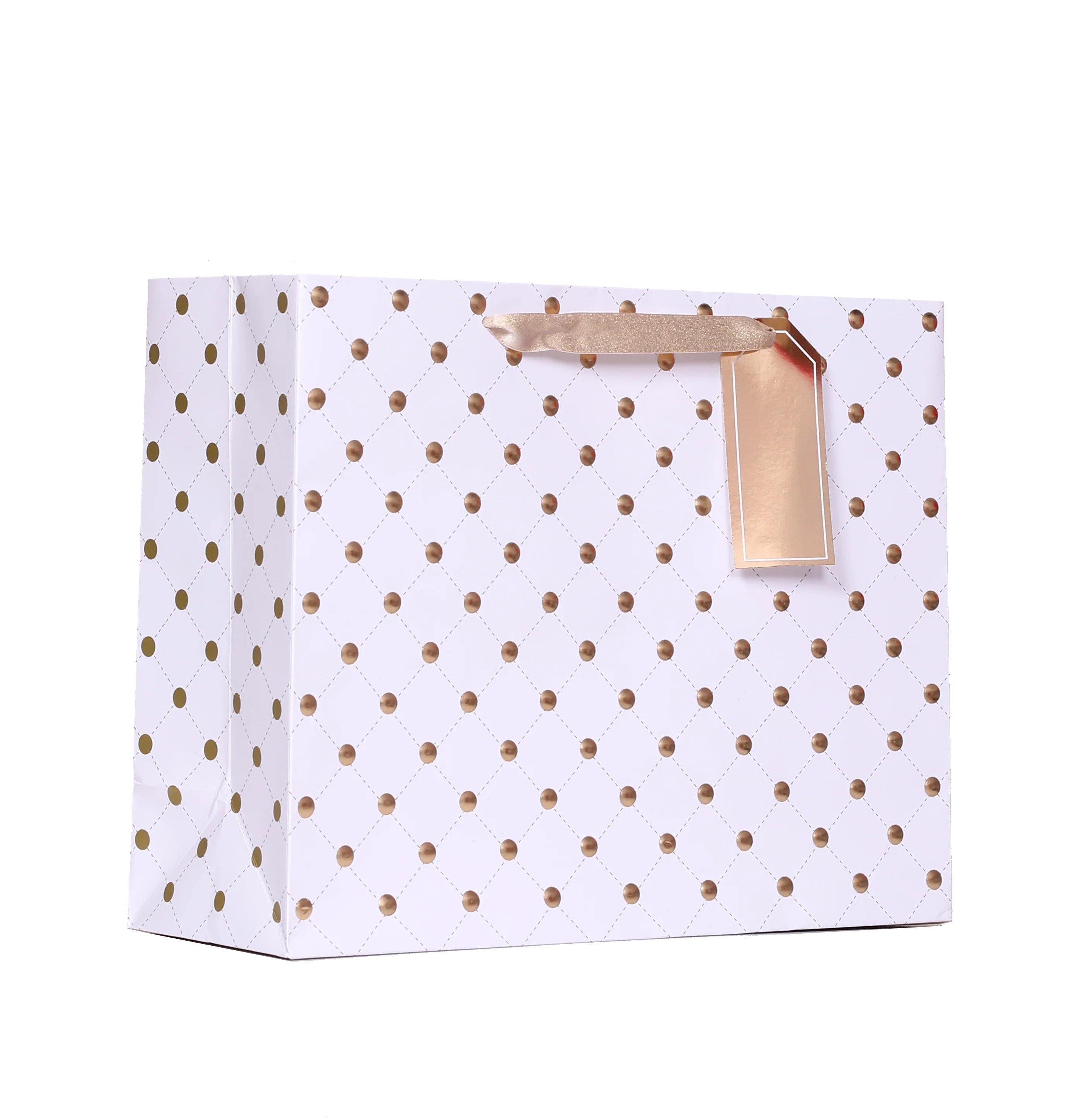 Large Vogue Gold Dots Christmas Gift Bag (12.75" x 10") by My Texas House | Walmart (US)