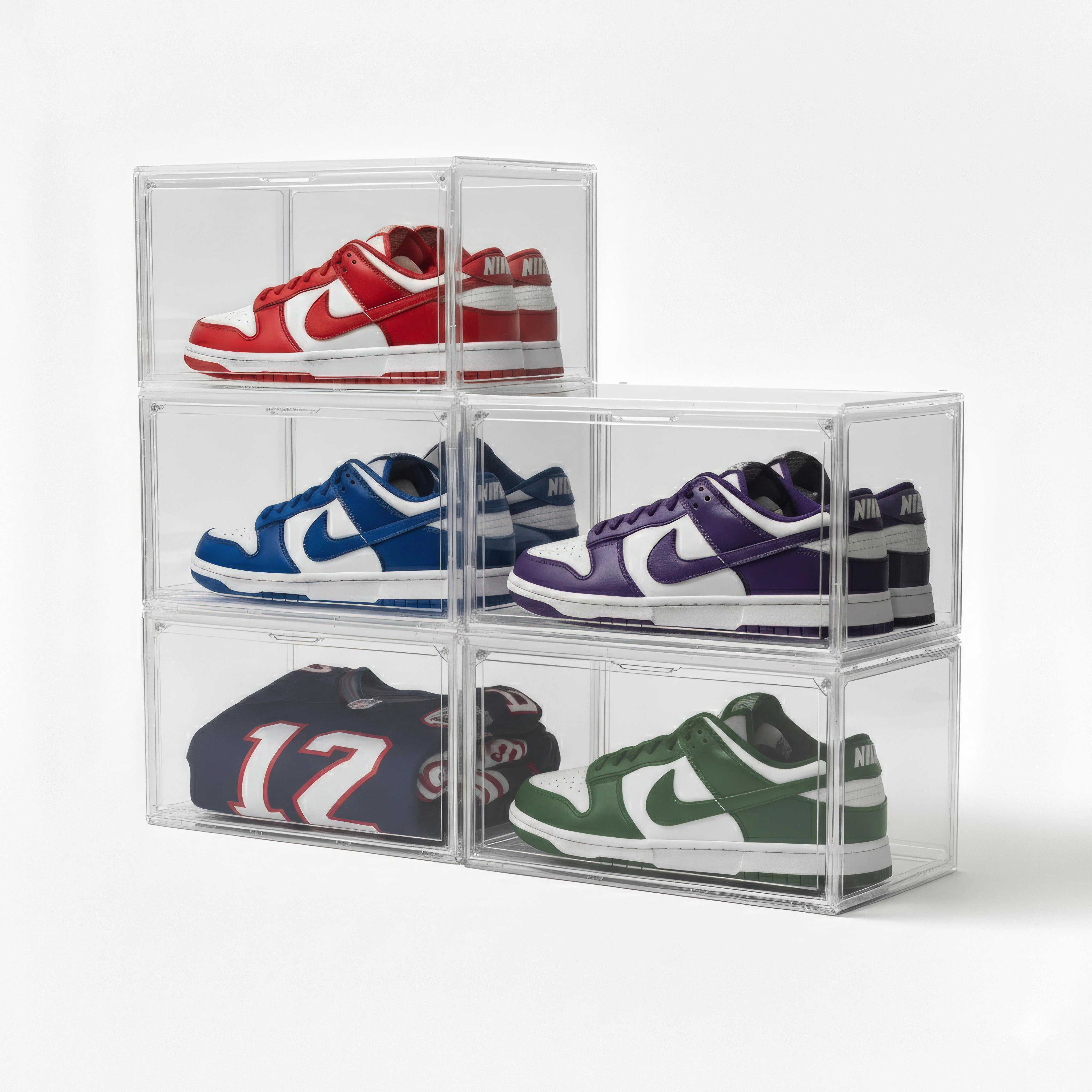 Kicks & Co Transparent Shoe Organizer & Shoe Display Case, Stackable Storage Box, XL, 5 Pack | Walmart (US)