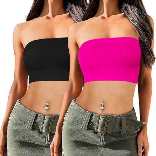 Amazon.com: Womens Tube Tops Summer Bandeau Casual Crop Top Going Out Strapless Tank Basic Short ... | Amazon (US)
