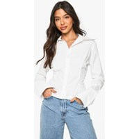Womens Oversized Collar Fitted Shirt - White - 10 | boohoo (US & Canada)