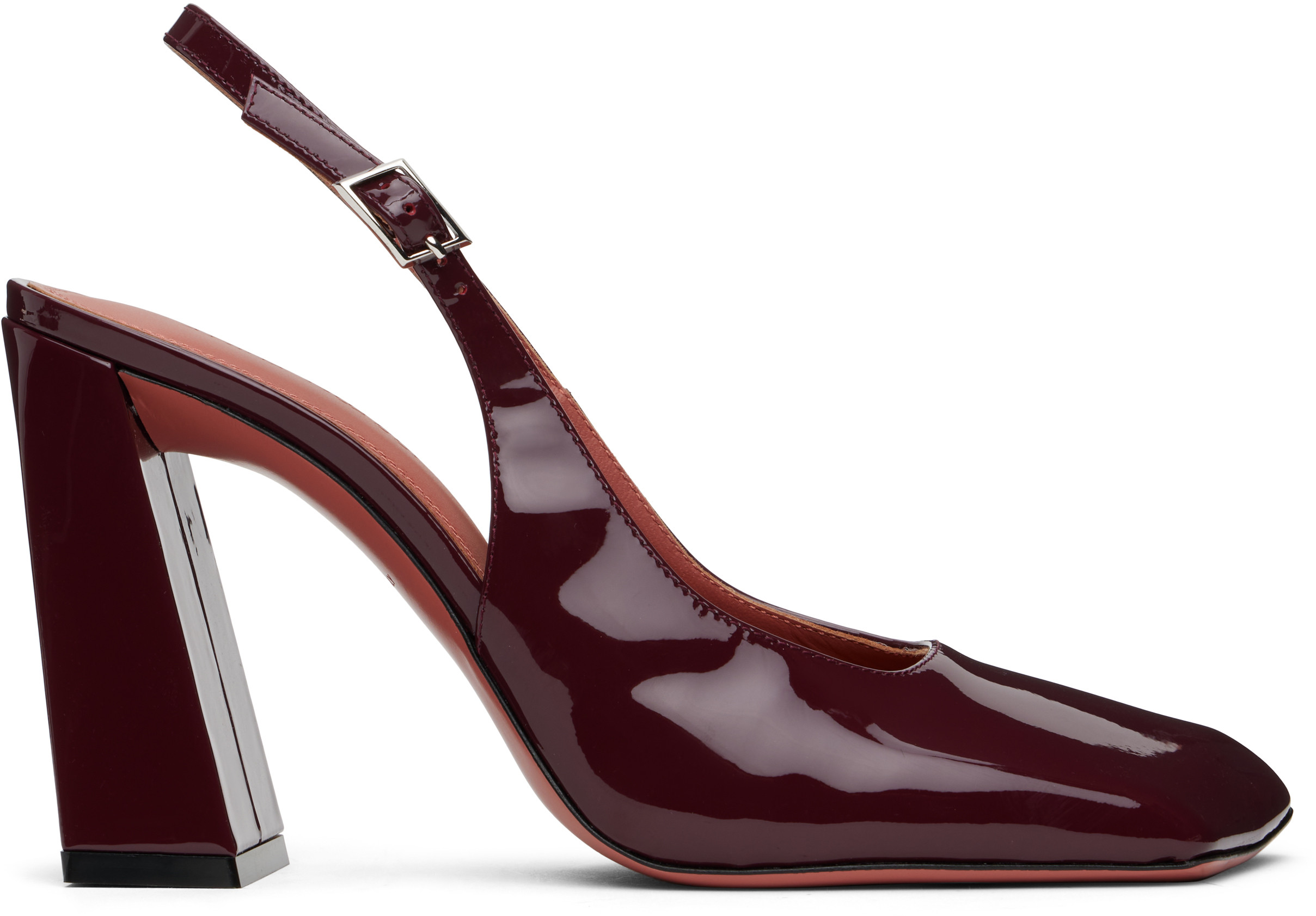 Amina Muaddi Burgundy Sling 95 Heels | SSENSE