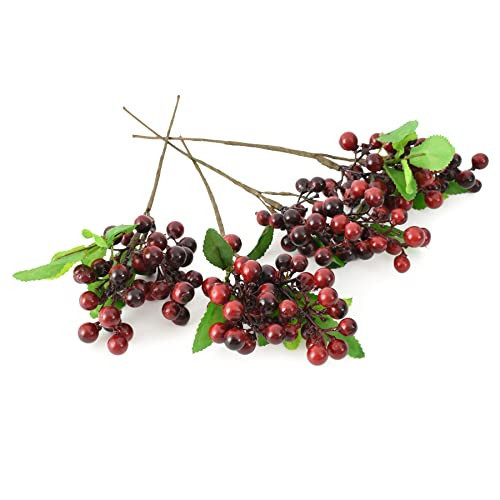 HUIANER Artificial Berries, Artificial Dark Red Berry with Stems Lifelike Fruits Simulation Flowers Fake Berries for Wedding DIY Bridal Bouquet Home Kitchen Party Decoration | Amazon (US)