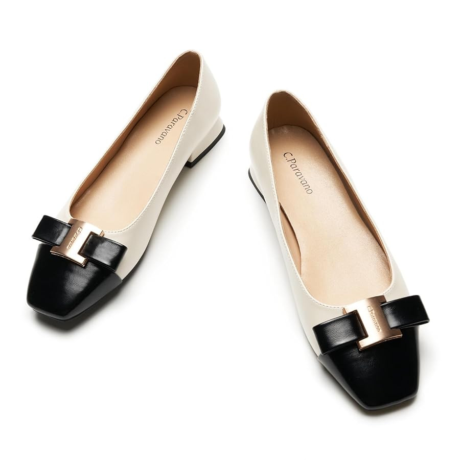 C.Paravano Women's Ballet Flats Shoes Square Toe Flats with Bowknot for Casual Work Office Party,... | Amazon (US)