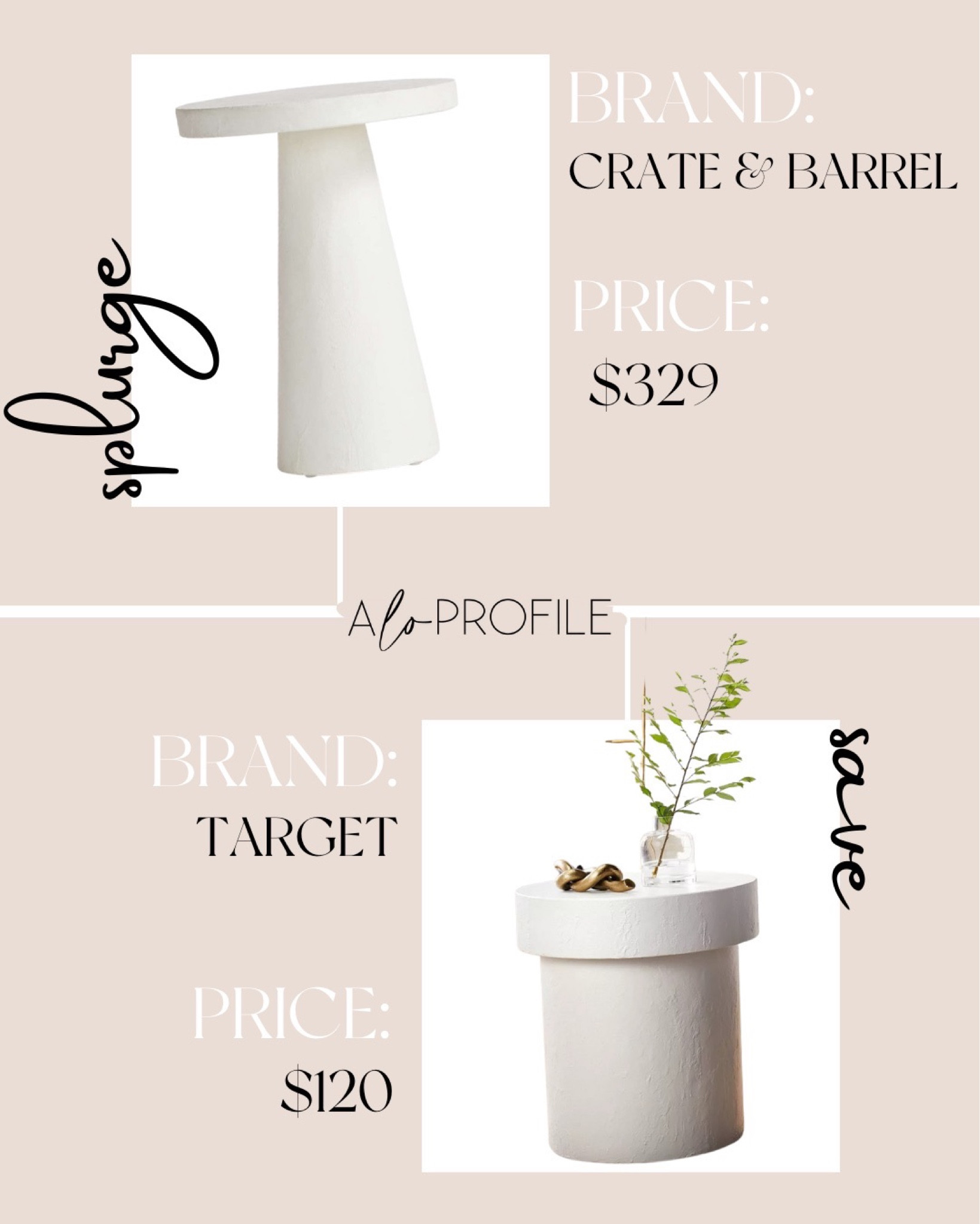 Look For Less // get the look, side table, concrete side table, plaster side table, white table, modern table, accent table, target side table, crate and barrel side table, round side table, family room decor, living room decor

#LTKhome