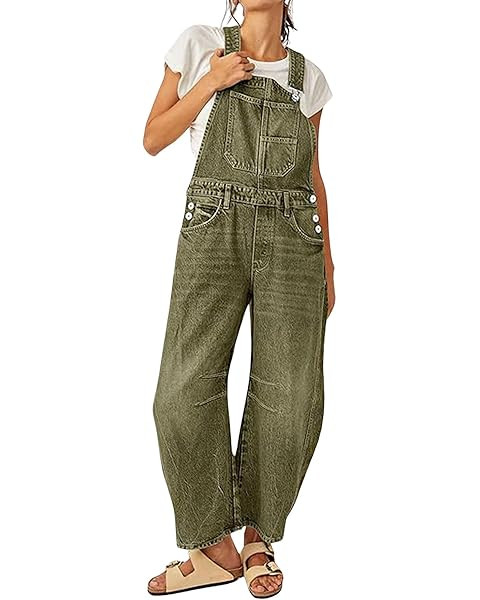 Barrel Overalls Jumpsuits for Women Casual Loose Baggy Jeans Pants Sleeveless Bib Jumpers with Po... | Amazon (US)