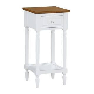 French Country 14 in. W x 28 in. H Driftwood and White Square Wood Khloe End Table with Drawer | The Home Depot
