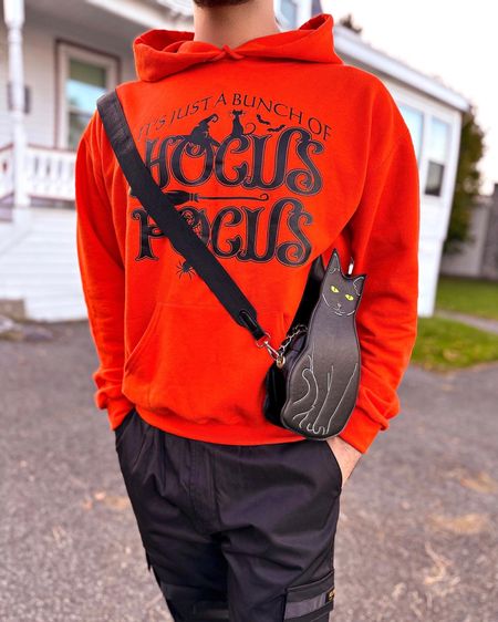 Hocus Pocus Hoodie / Halloween Look / Gothic / Emo / Fall style for Men / Autumn style for Men / Pumpkin Season / Casual Fit / Orange Hoodie Pullover

I swapped the gold chain that originally came with the black cat crossbody bag with a black strap (I did link a close resemblance to the strap seen in the pic)! 🖤🐈‍⬛🌙

#LTKHalloween 

#LTKunder50 #LTKmens #LTKfit