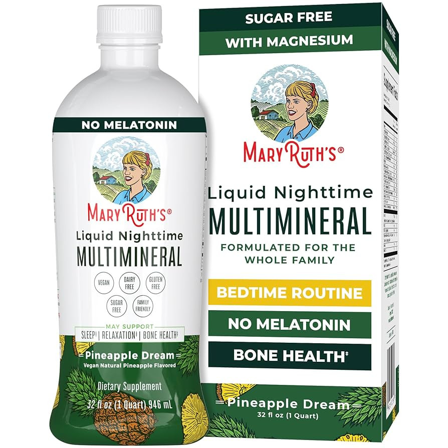 MaryRuth Organics Liquid Nighttime Multimineral | NO Melatonin | Magnesium Citrate | Calcium | Zi... | Amazon (US)