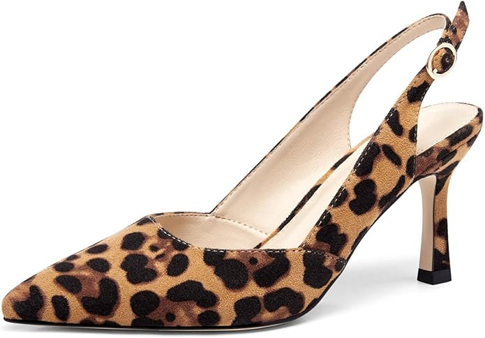 Rilista Women's Slingback Kitten Heels Closed Pointed Toe Wedding Party Dress Pumps Shoes | Amazon (US)