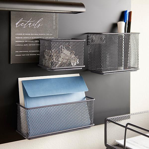 Graphite Magnetic Mesh Bins | The Container Store