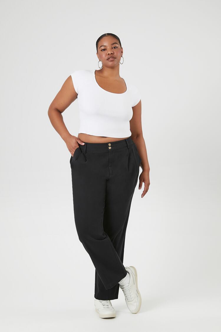 Women's Trouser Ankle Pants in Black, 1X | Forever 21
