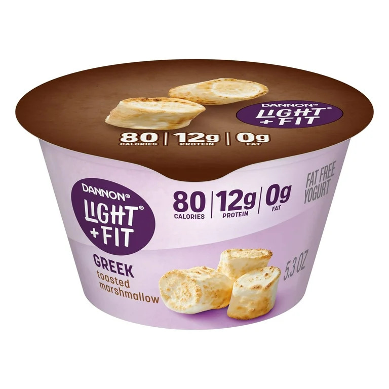 Light + Fit Toasted Marshmallow Greek Fat Free Yogurt Cup, 5.3 oz | Walmart (US)