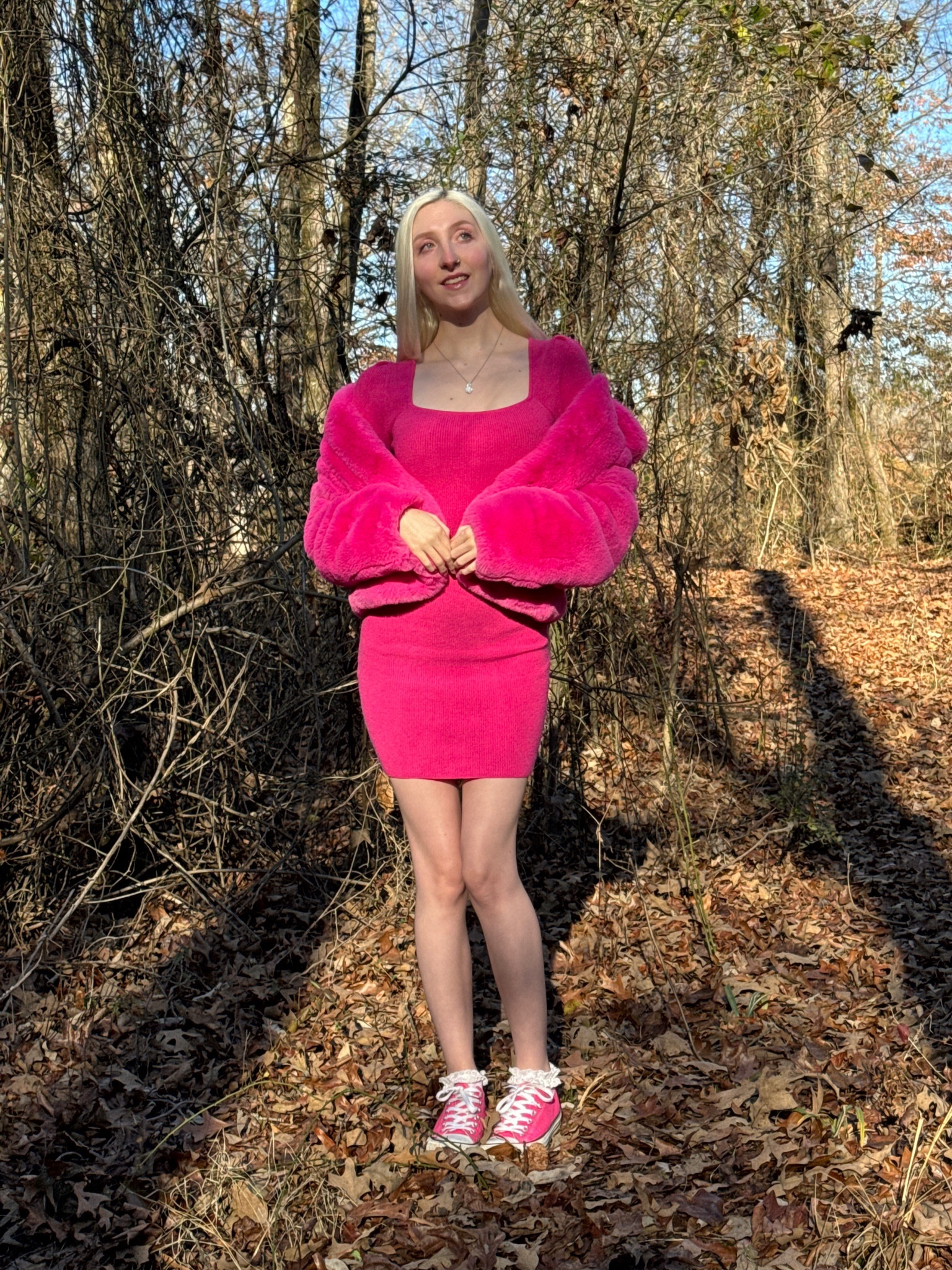 Wearing a sweater dress from Francesca’s in size XS, the exact dress is linked below. Paired with a lovely pink faux fur coat from Kohl’s in size small. There are multiple pink fur coats linked with one that has a hot pink color option that matches the dress well. The link shows a light pink coat but there is a hot pink option available! 💕 

#LTKSeasonal #LTKover40 #LTKSpringSale