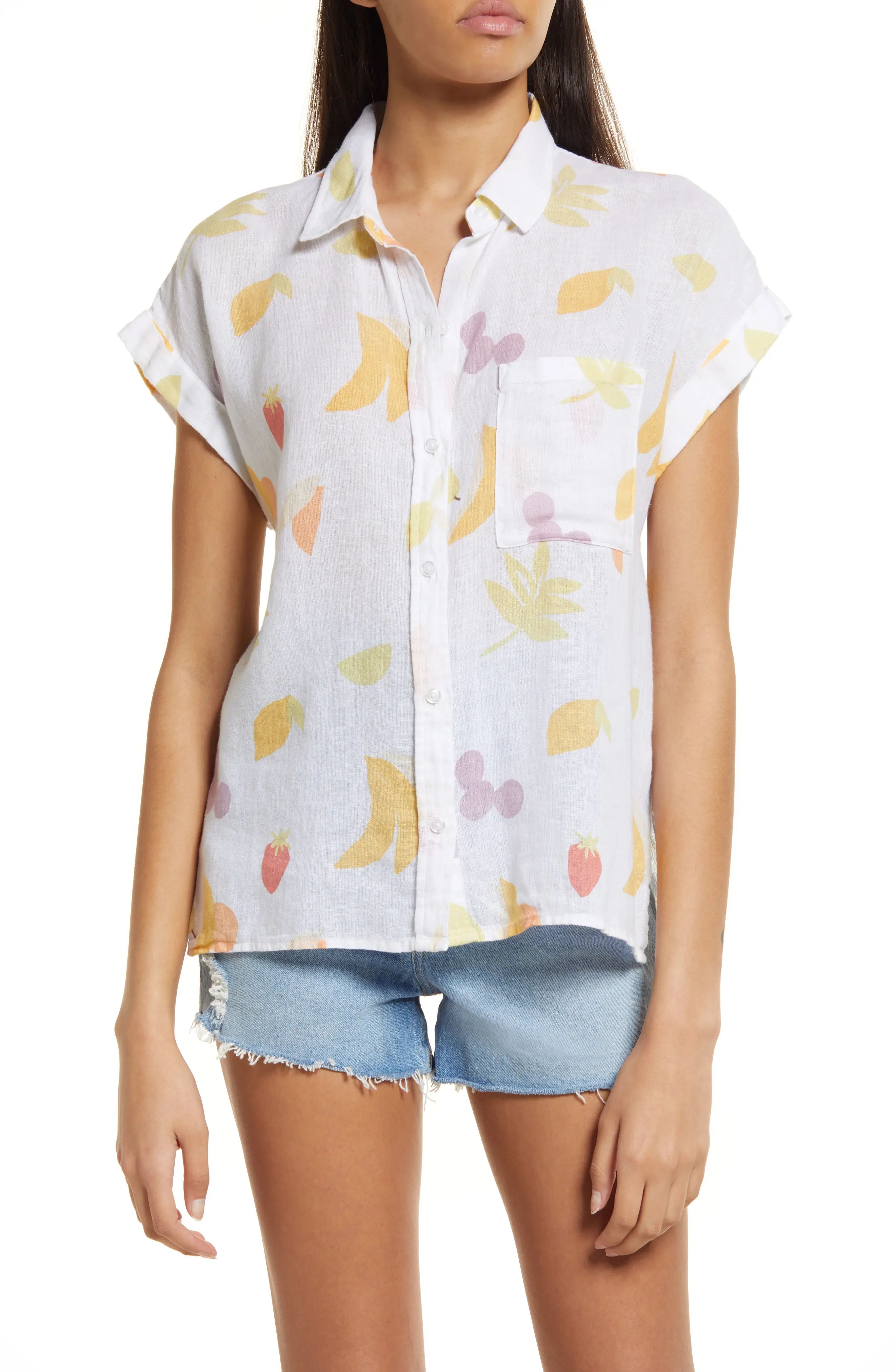 Rails Women's Whitney Fruit Print Linen Blend Shirt in Cut Out Fruits at Nordstrom, Size Xx-Small | Nordstrom