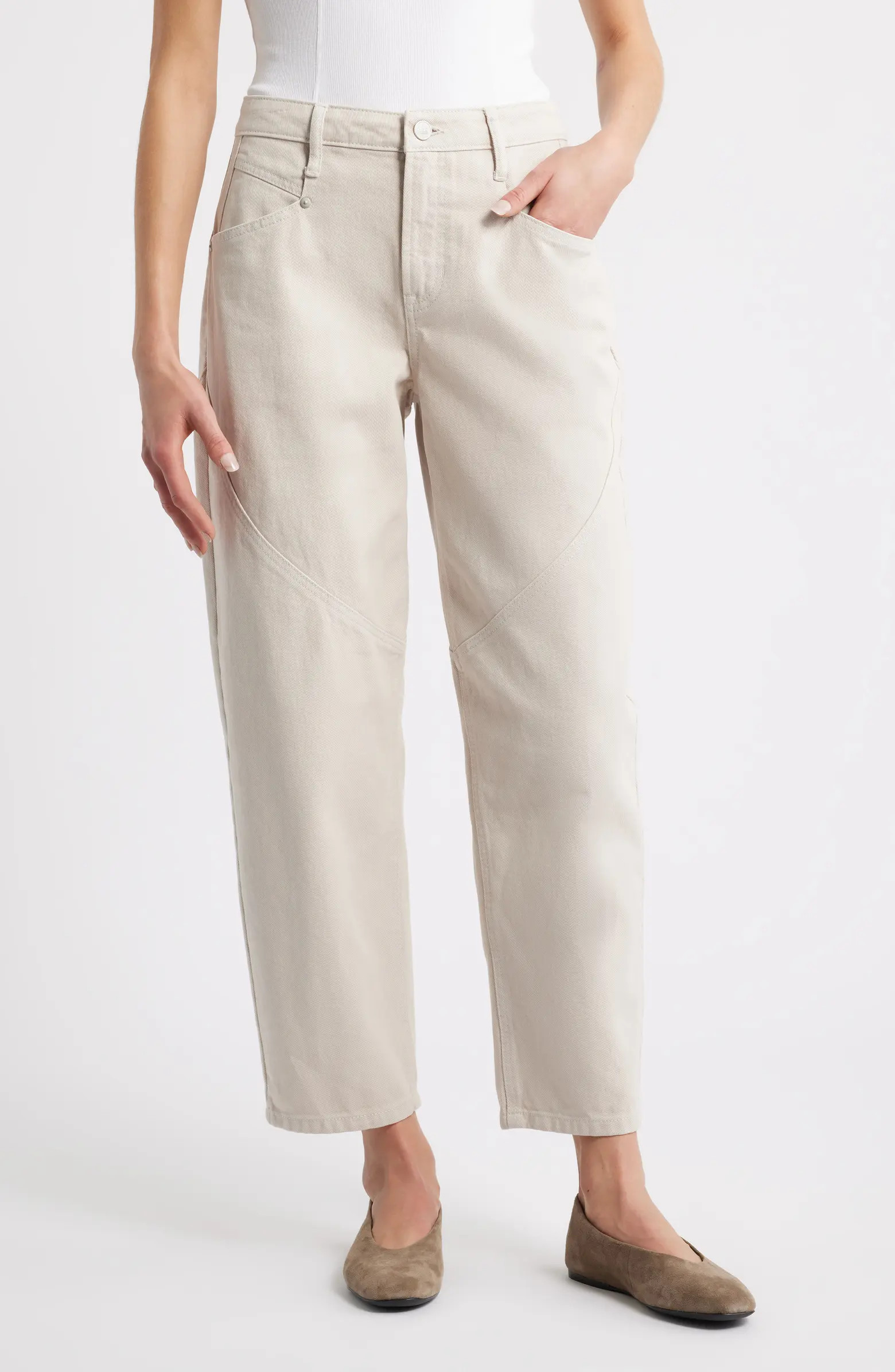 Spliced Seam Barrel Leg Jeans | Nordstrom