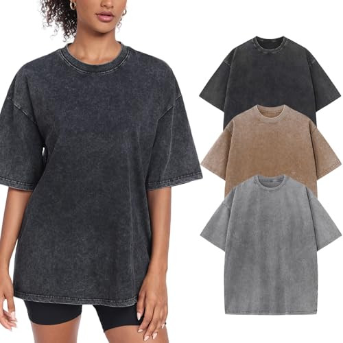 Womens Washed Vintage Oversized T-Shirt Baggy Workout Tops Short Sleeve Cotton Tshirts Streetwear... | Amazon (US)