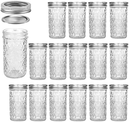 Mason Jars 12 OZ, VERONES Canning Jars Jelly Jars With Regular Lids, Ideal for Jam, Honey, Weddin... | Amazon (US)