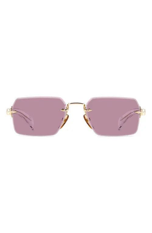 David Beckham Eyewear 56mm Rimless Rectangular Sunglasses in Gold Crystal at Nordstrom | Nordstrom