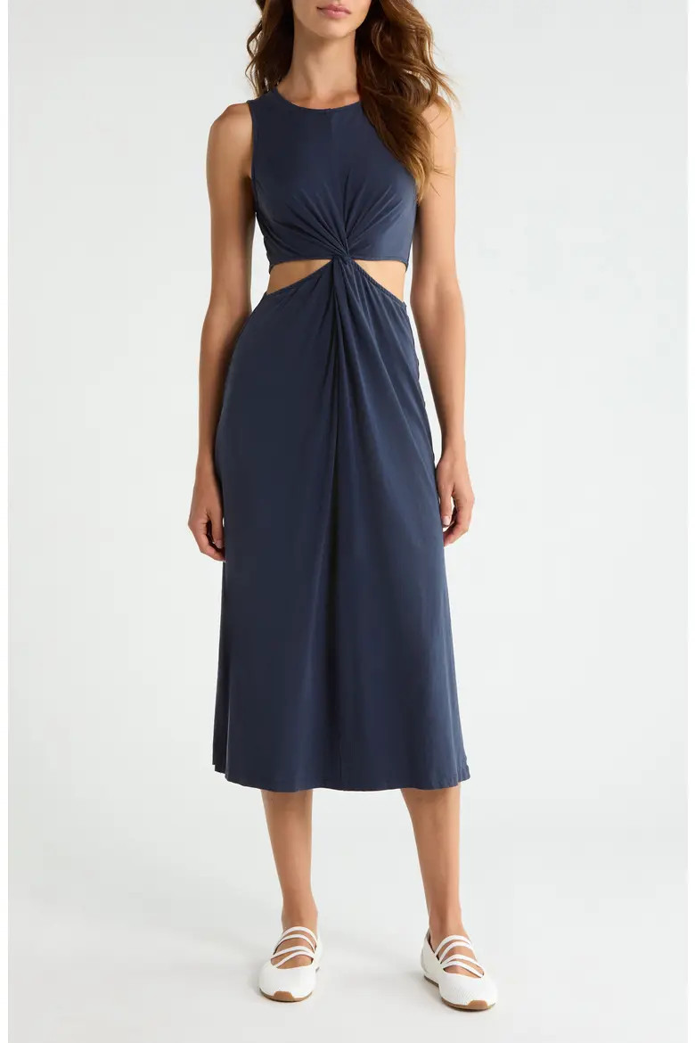 Around the World Front Twist Midi Dress (Women) | Nordstrom | Nordstrom