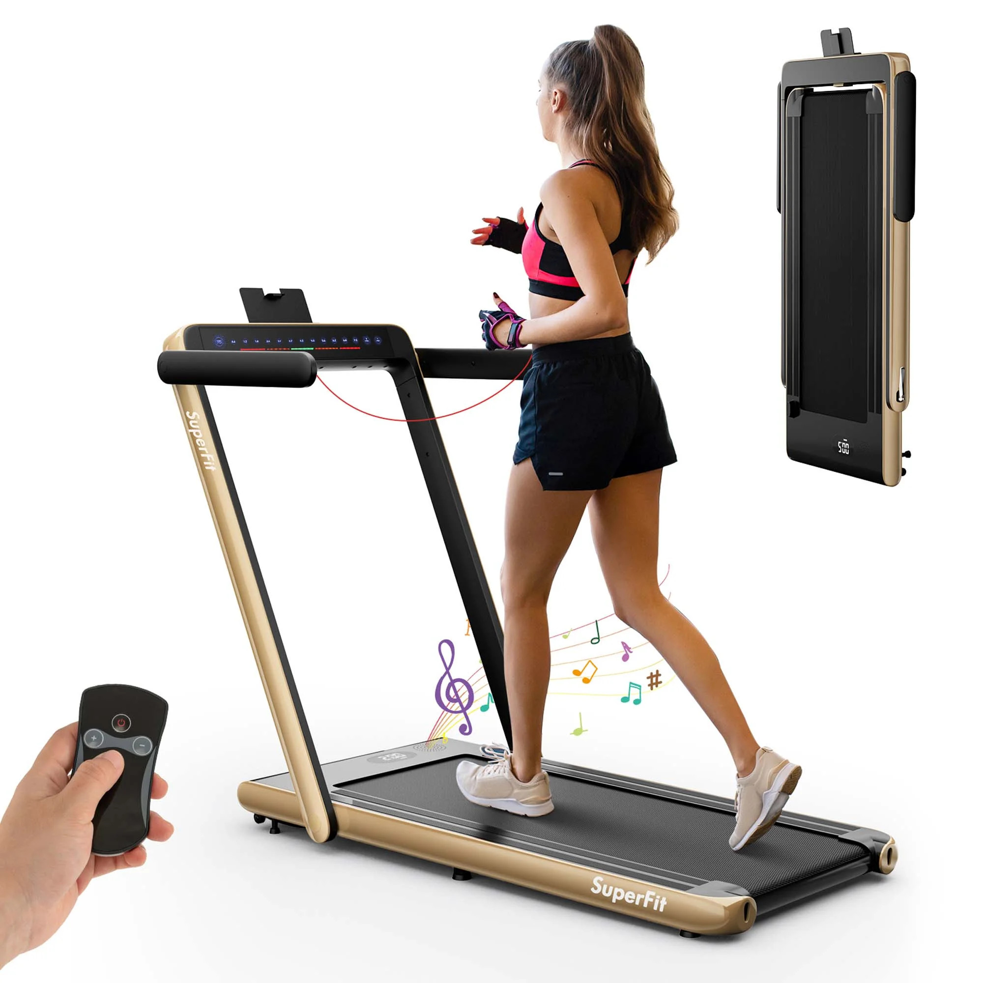 SuperFit Up To 7.5MPH 2.25HP 2 in 1 Dual Display Screen Treadmill Jogging Machine W/APP Control G... | Walmart (US)