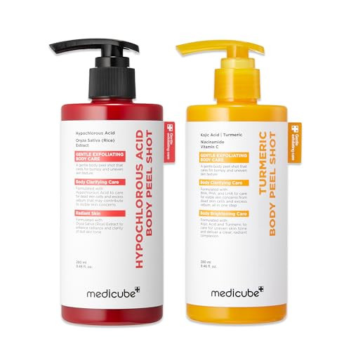 medicube Dual Body Peel Shot Duo: Hypochlorous Acid and Turmeric Body Peel Shot | for Gentle Exfoliation for Dead Skin Cells, Rough Patches, and Visible Concerns | Brightening & Calming Care | Amazon (US)