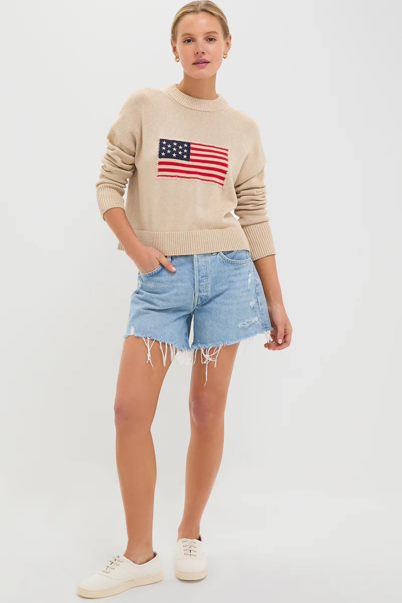 Cropped Beachwood Cotton Americana Sweater | Tuckernuck (US)