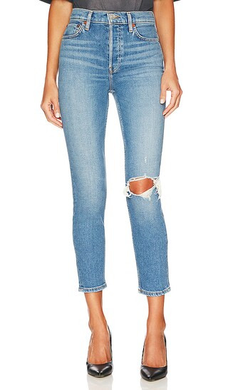 90's Orginals High Rise Ankle Crop in Worn Brook Blue | Revolve Clothing (Global)