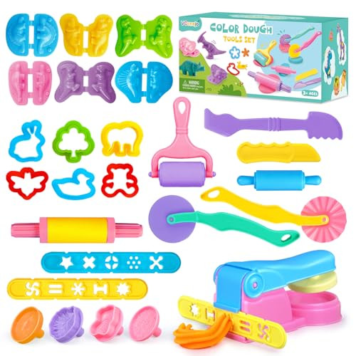 VConejo Dough Tools Set for Kids, 26pcs Dough and Clay Accessories with Stamps, Animal Cutters, R... | Amazon (US)