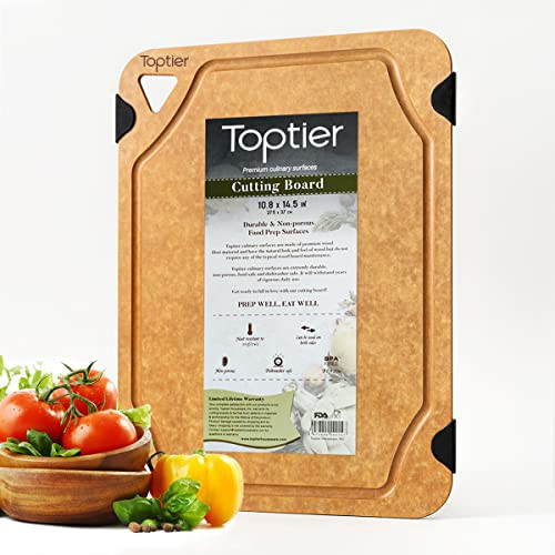 Cutting Board, Toptier Wood Fiber Cutting Board for Kitchen, Non-Slip Kitchen Wood Chopping Board, Reversible, Eco-Friendly, Natural Wood Fiber, Medium Cutting Board, 14.5 x 11-inch, Natural Slate | Amazon (US)