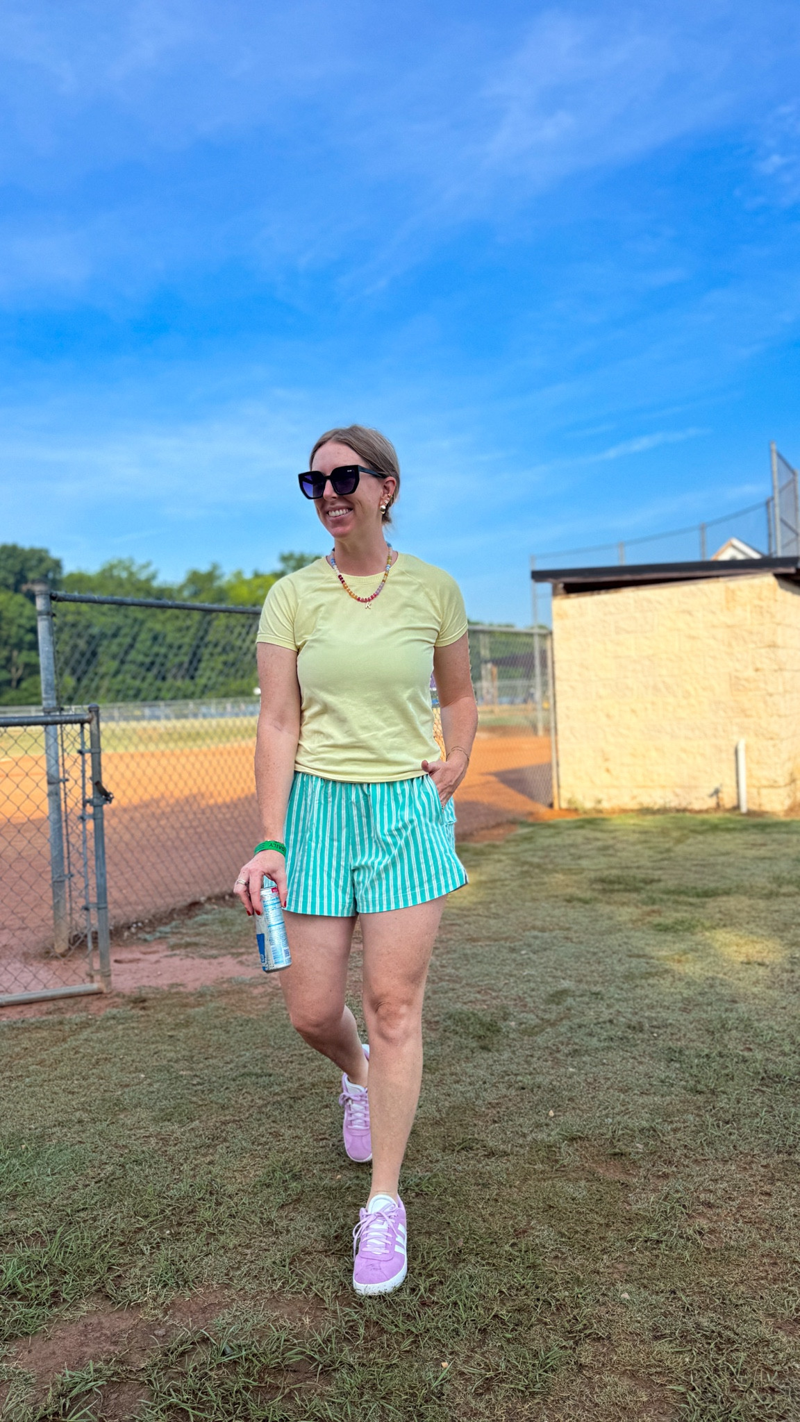 These green and white stripe active shorts are the best! Perfect for busy moms, sports moms, work out moms and more!

#LTKootd #LTKmomlife #LTKActive