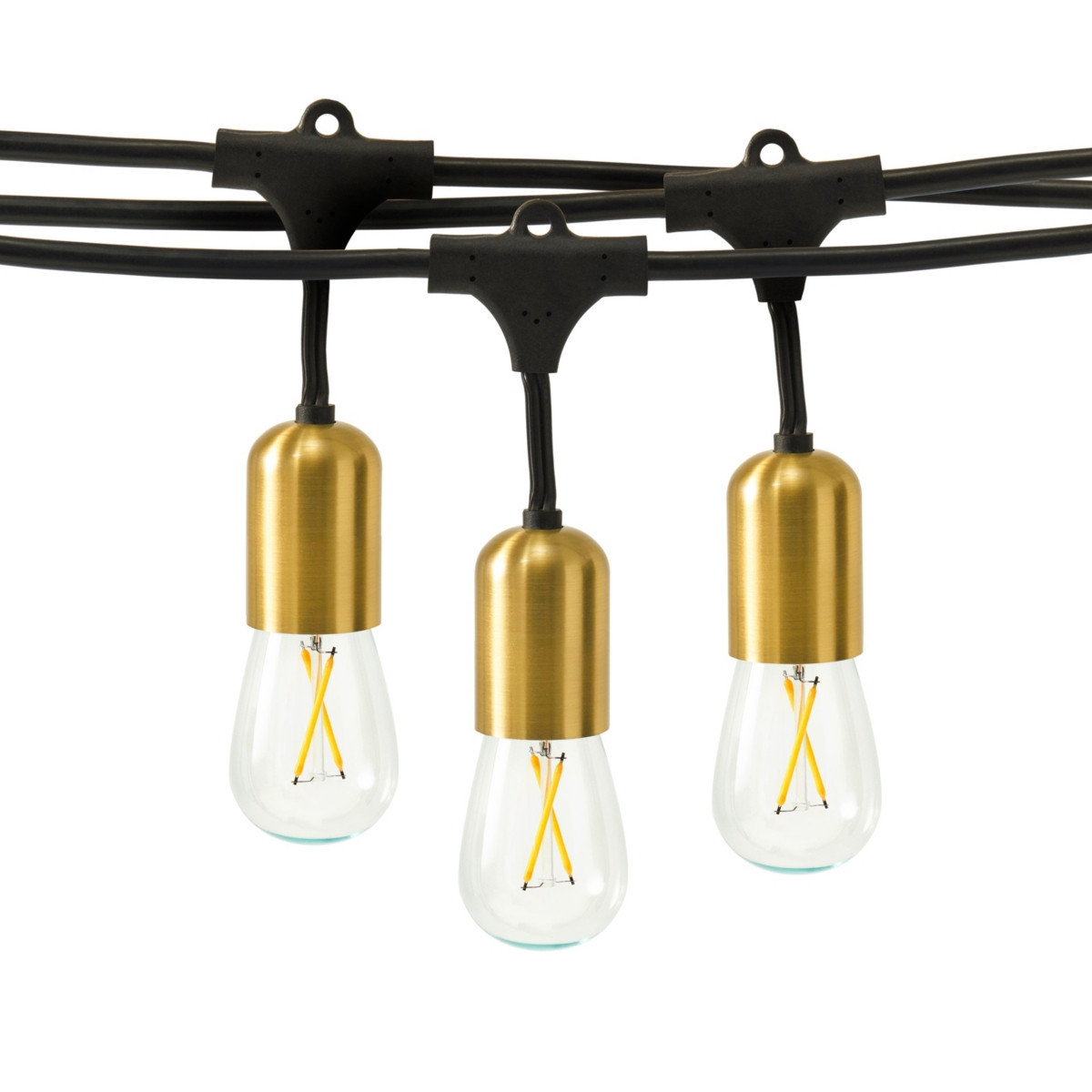 Glow 48ft Heavy Duty Weatherproof Led Outdoor Plug-In String Lights with Brass Hardware - Brass | Macy's