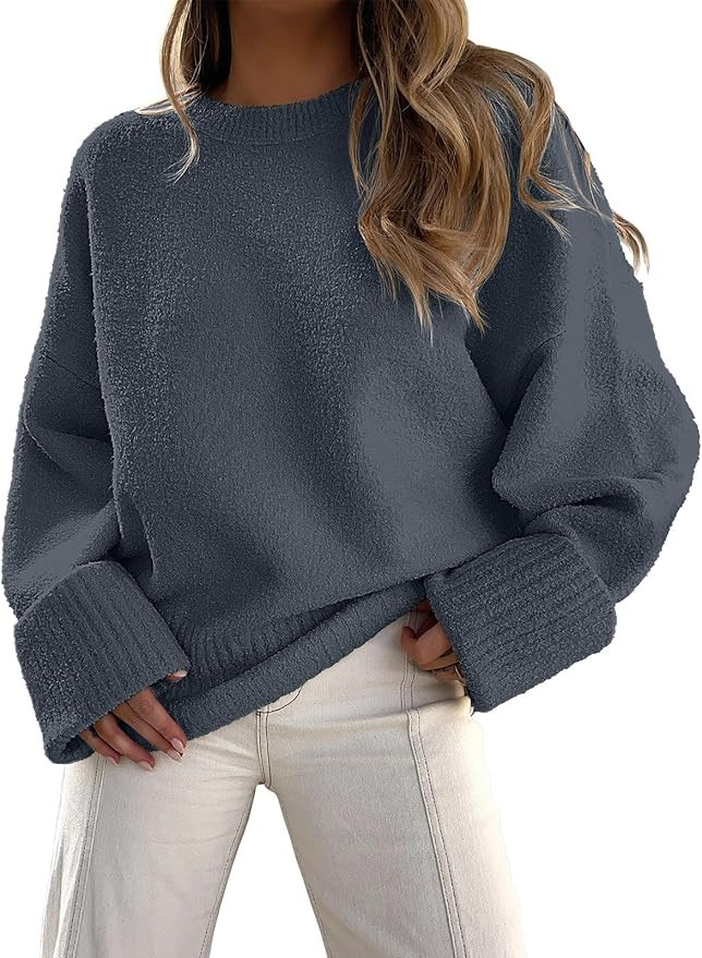 ANRABESS Women's Oversized Sweaters 2025 Long Sleeve Fuzzy Knit Casual Chunky Pullover Sweater Fa... | Amazon (US)